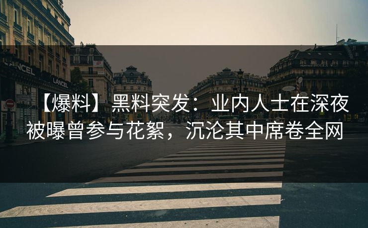 【爆料】黑料突发：业内人士在深夜被曝曾参与花絮，沉沦其中席卷全网