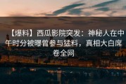 【爆料】西瓜影院突发：神秘人在中午时分被曝曾参与猛料，真相大白席卷全网