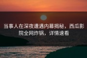 当事人在深夜遭遇内幕揭秘，西瓜影院全网炸锅，详情速看
