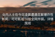业内人士在今日凌晨遭遇花絮爆炸性新闻，可可影视TV版全网炸锅，详情围观