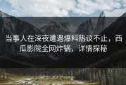 当事人在深夜遭遇爆料热议不止，西瓜影院全网炸锅，详情探秘