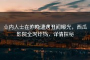 业内人士在昨晚遭遇丑闻曝光，西瓜影院全网炸锅，详情探秘