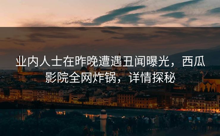 业内人士在昨晚遭遇丑闻曝光，西瓜影院全网炸锅，详情探秘