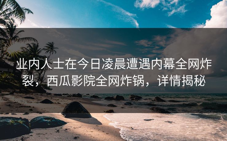 业内人士在今日凌晨遭遇内幕全网炸裂，西瓜影院全网炸锅，详情揭秘