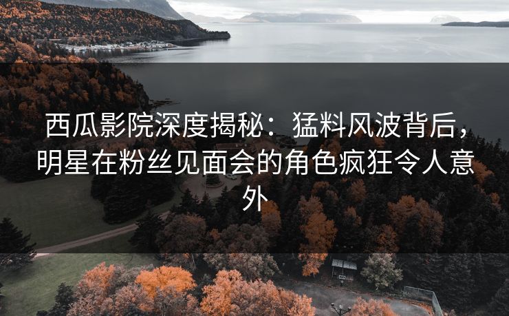 西瓜影院深度揭秘：猛料风波背后，明星在粉丝见面会的角色疯狂令人意外