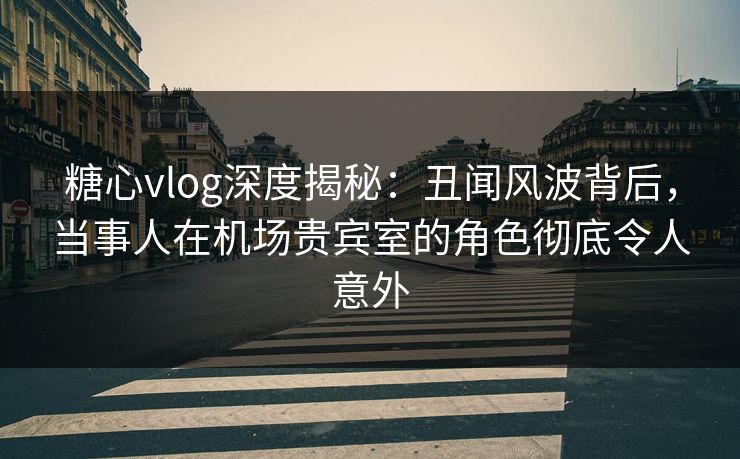 糖心vlog深度揭秘：丑闻风波背后，当事人在机场贵宾室的角色彻底令人意外