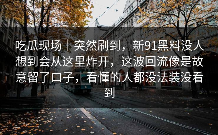 吃瓜现场|突然刷到,新91黑料没人想到会从这里炸开,这波回流像是故意留了口子,看懂的人都没法装没看到 吃瓜现场|突然刷到,新91黑料没人想到会从这里炸开,这波回流像是故意留了口子,看懂的人都没法装没看到